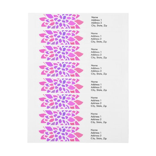 Roze Hippie Flower Retro Modern Adreslabel Wikkel (Vel)