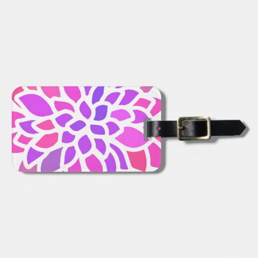 Roze Hippie Flower Retro Modern Bagagelabel (Voorkant horizontaal)