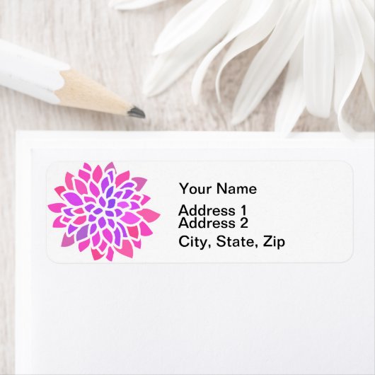 Roze Hippie Flower Retro Modern Etiket (Insitu)
