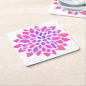 Roze Hippie Flower Retro Modern Kartonnen Onderzetters (Schuin)