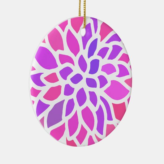 Roze Hippie Flower Retro Modern Keramisch Ornament (Rechts)