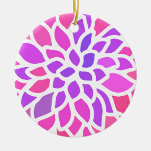Roze Hippie Flower Retro Modern Keramisch Ornament