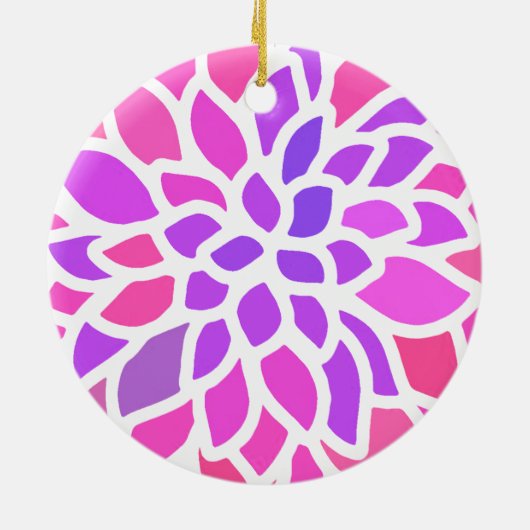 Roze Hippie Flower Retro Modern Keramisch Ornament (Achterkant)