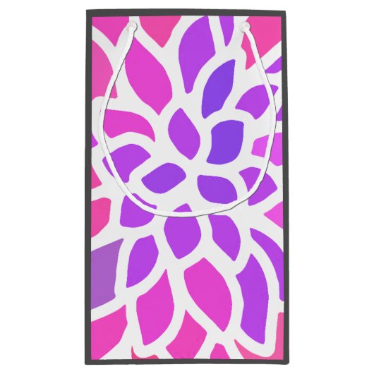 Roze Hippie Flower Retro Modern Klein Cadeauzakje (Achterkant)