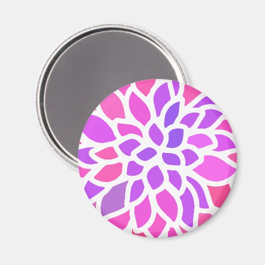 Roze Hippie Flower Retro Modern Magneet (Voorkant / Achterkant)
