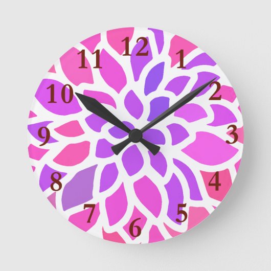 Roze Hippie Flower Retro Modern Ronde Klok (Voorkant)