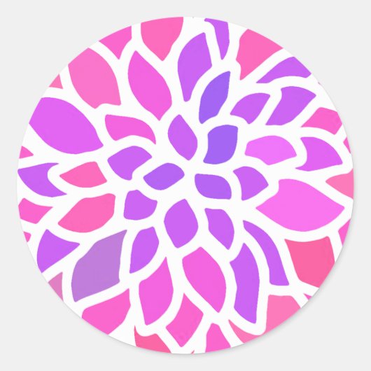 Roze Hippie Flower Retro Modern Ronde Sticker (Voorkant)