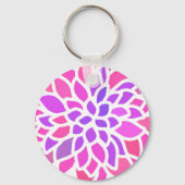 Roze Hippie Flower Retro Modern Sleutelhanger (Voorkant)