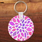 Roze Hippie Flower Retro Modern Sleutelhanger (Voorkant)
