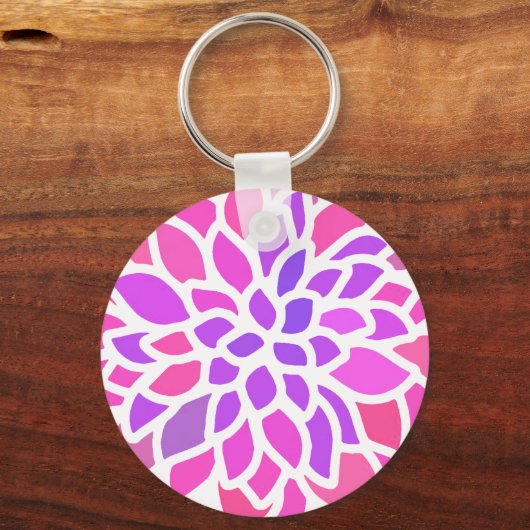 Roze Hippie Flower Retro Modern Sleutelhanger (Voorkant)