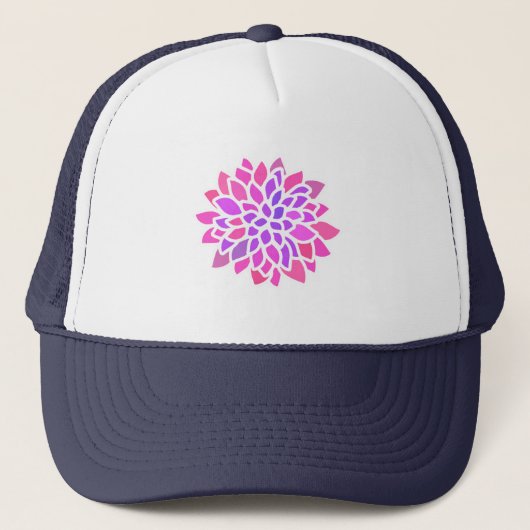 Roze Hippie Flower Retro Modern Trucker Pet (Voorkant)