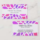 Roze Hippie Flower Retro Modern Visitekaartje (Voorkant / Achterkant)