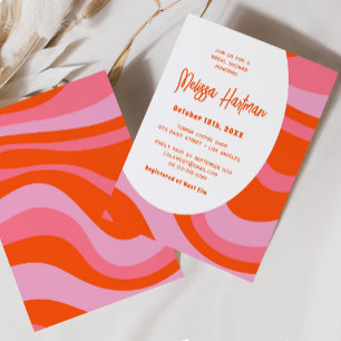 Roze Hippie Groovy Retro Vrijgezellenfeest Kaart