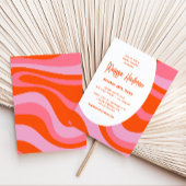 Roze Hippie Groovy Retro Vrijgezellenfeest Kaart