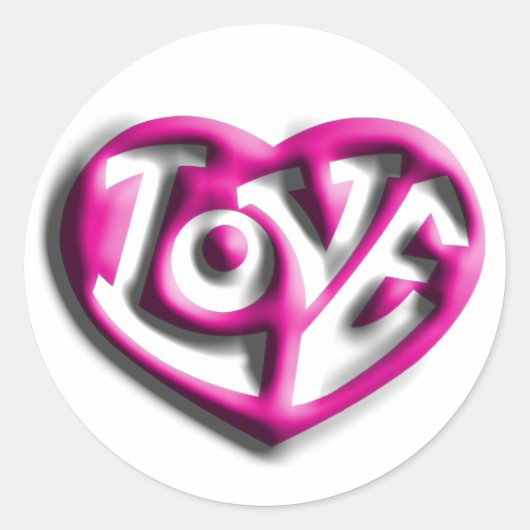 Roze Hippie Love Ronde Sticker (Voorkant)