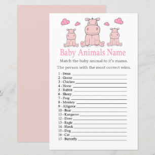 Roze Hippo Baby Animals Name Game