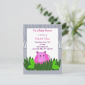 Roze Hippo Baby shower Uitnodiging (Staand voorkant)