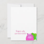Roze Hippo Baby shower Uitnodiging (Achterkant)