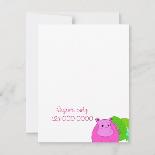 Roze Hippo Baby shower Uitnodiging (Achterkant)