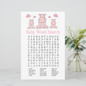 Roze Hippo Baby shower Word Search Game (Staand voorkant)