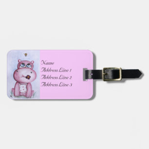 Roze Hippo Bagagelabel