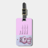 Roze Hippo Bagagelabel (Voorkant verticaal)