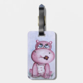 Roze Hippo Bagagelabel (Achterkant verticaal)