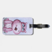 Roze Hippo Bagagelabel (Achterkant horizontaal)