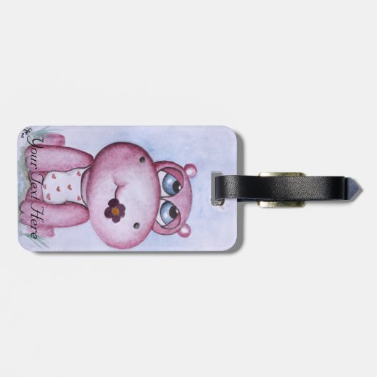 Roze Hippo Bagagelabel (Achterkant horizontaal)