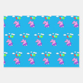Roze hippo die vliegt met ballonnen inpakpapier vel (Voorkant 2)