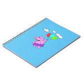 Roze hippo die vliegt met ballonnen notitieboek (Linkerzijde)