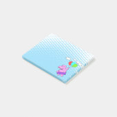 Roze hippo die vliegt met ballonnen post-it® notes (Schuin)