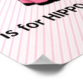 Roze Hippo Monogrammed Letter H Baby Room Poster (Hoek)