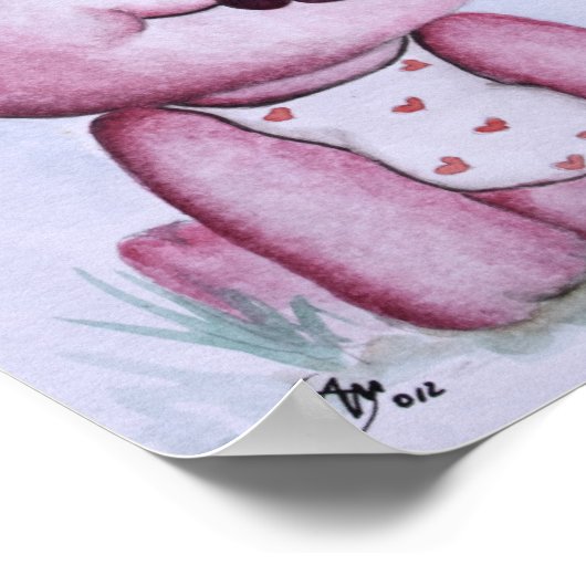 Roze Hippo Poster voor kinderen (Hoek)