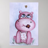 Roze Hippo Poster voor kinderen (Voorkant)
