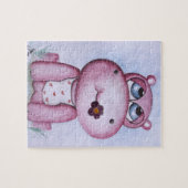Roze Hippo Puzzle Legpuzzel (Horizontaal)