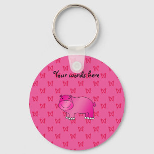 Roze hippo roze vlinder sleutelhanger