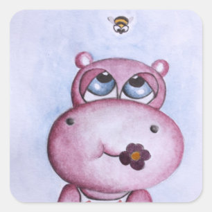 Roze Hippo Sticker
