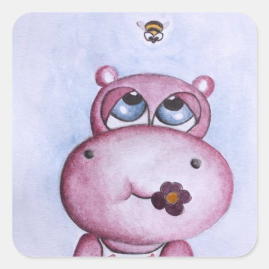 Roze Hippo Sticker (Voorkant)