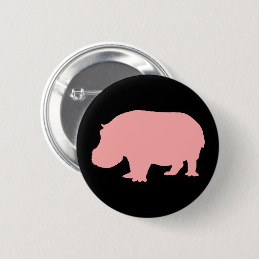 Roze Hippopotamus Ronde Button 5,7 Cm (Voorkant /achterkant)