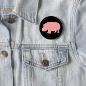 Roze Hippopotamus Ronde Button 5,7 Cm (In situ)