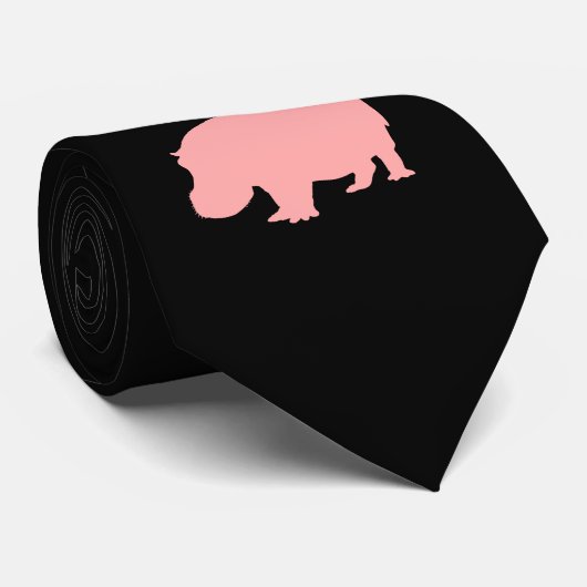 Roze Hippopotamus Stropdas (Opgerold)