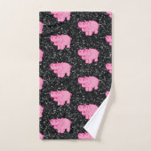 Roze Hippos Cute Hippopotamus Smilling Face Bad Handdoek (Handdoek)
