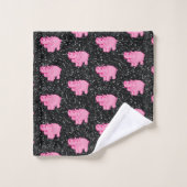 Roze Hippos Cute Hippopotamus Smilling Face Bad Handdoek (Wasdoekje)