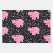Roze Hippos Cute Hippopotamus Smilling Face Inpakpapier Vel (Voorkant)