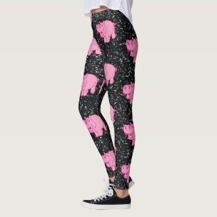 Roze Hippos Cute Hippopotamus Smilling Face Leggings