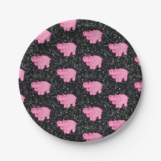 Roze Hippos Cute Hippopotamus Smilling Face Papieren Bordje (Voorkant)