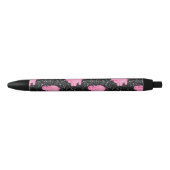 Roze Hippos Cute Hippopotamus Smilling Face Zwarte Inkt Pen (Voorkant)