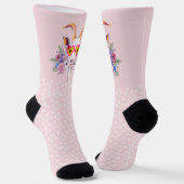 Roze hipster Goat HoofPrints Socks Sokken (Gebogen)
