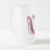 Roze hitte en Stiletto-schopplaat High Hiel Art Matglas Bierpul (Voorkant links)